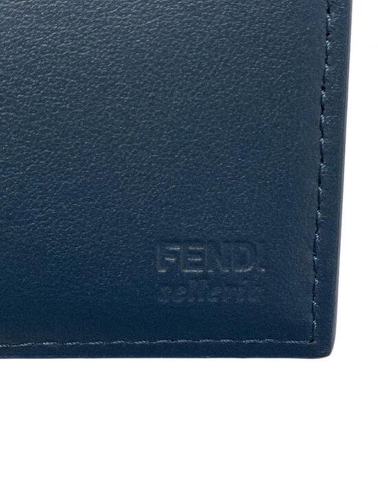 Fendi Trifold Wallet Selleriapeekaboo Navy L-shaped Zipper Leather - Picture 5 of 6